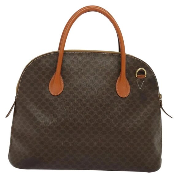 CELINE Macadam Canvas Hand Bag PVC Leather Brown Gold Auth - Picture 2 of 15